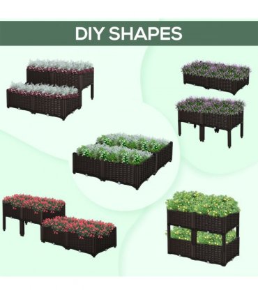 PP Set Of 4 Raised Outdoor Garden Planter Box Brown