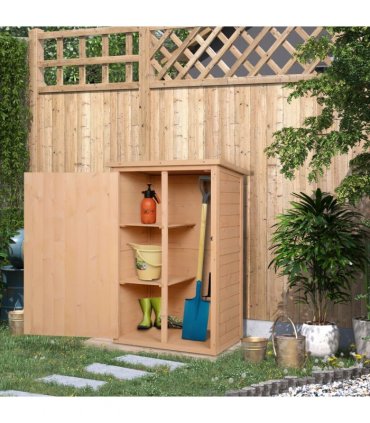 Garden Shed Outdoor Tool Storage w/ 2 Shelve 75 x 56 x115cm Natural — Colour: Natrual Wood Color