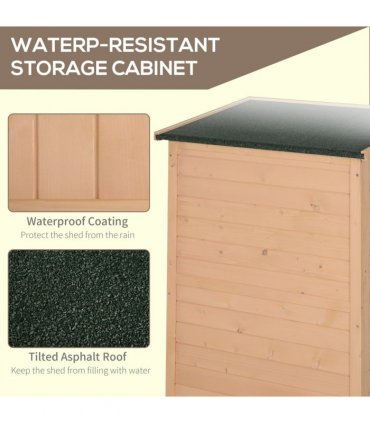 Garden Shed Outdoor Tool Storage w/ 2 Shelve 75 x 56 x115cm Natural — Colour: Natrual Wood Color