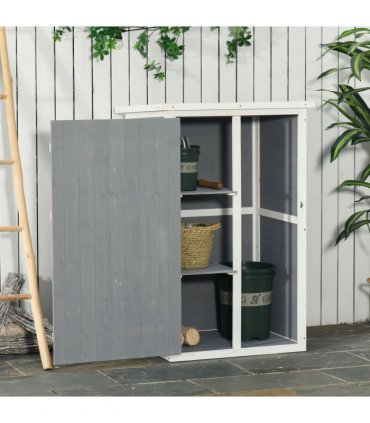 Garden Shed Outdoor Tool Storage w/ 2 Shelve 75 x 56 x115cm Grey