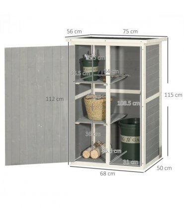 Garden Shed Outdoor Tool Storage w/ 2 Shelve 75 x 56 x115cm Grey