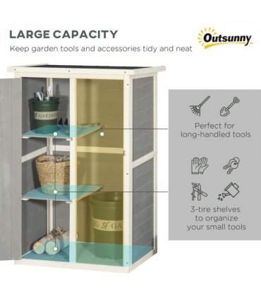Garden Shed Outdoor Tool Storage w/ 2 Shelve 75 x 56 x115cm Grey