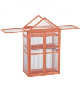80x47x138cm Wood Cold Frame Greenhouse for Plants PC Board Orange