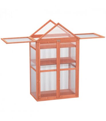 80x47x138cm Wood Cold Frame Greenhouse for Plants PC Board Orange