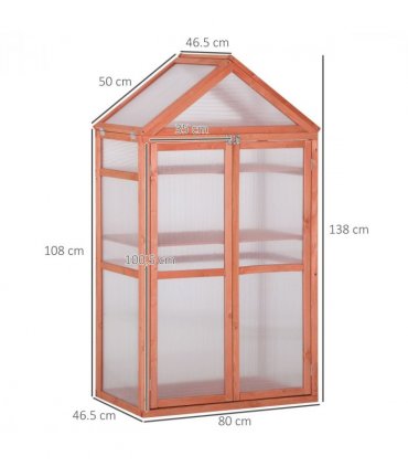 80x47x138cm Wood Cold Frame Greenhouse for Plants PC Board Orange