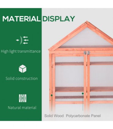 80x47x138cm Wood Cold Frame Greenhouse for Plants PC Board Orange