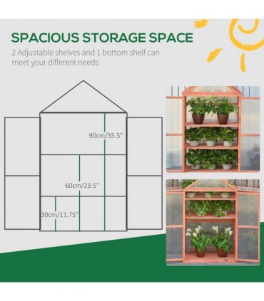 80x47x138cm Wood Cold Frame Greenhouse for Plants PC Board Orange