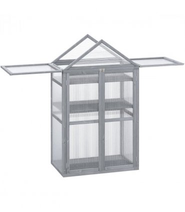 80x47x138cm Wood Cold Frame Greenhouse for Plants PC Board Grey