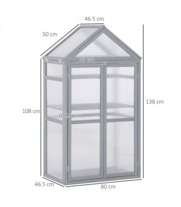 80x47x138cm Wood Cold Frame Greenhouse for Plants PC Board Grey