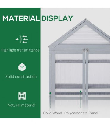 80x47x138cm Wood Cold Frame Greenhouse for Plants PC Board Grey