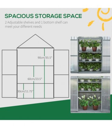 80x47x138cm Wood Cold Frame Greenhouse for Plants PC Board Grey