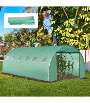6 x 3 x 2m Greenhouse Replacement Cover ONLY for Tunnel Greenhouse — Size: 6m x 3m x 2m
