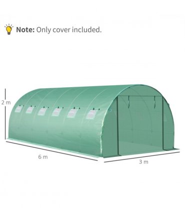 6 x 3 x 2m Greenhouse Replacement Cover ONLY for Tunnel Greenhouse — Size: 6m x 3m x 2m