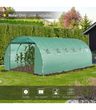 6 x 3 x 2m Greenhouse Replacement Cover ONLY for Tunnel Greenhouse — Size: 6m x 3m x 2m