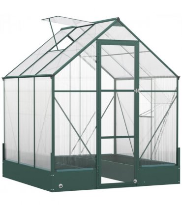 Outsunny Walk-in Greenhouse Garden Polycarbonate Aluminium w/ Smart Window 6x6ft — Size: 190cm x 190cm x 220cm