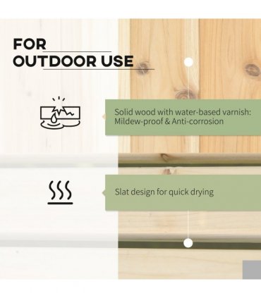 Outsunny Wooden Garden Planter & Bench Combination Garden Raised Bed Natural