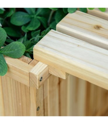 Outsunny Wooden Garden Planter & Bench Combination Garden Raised Bed Natural
