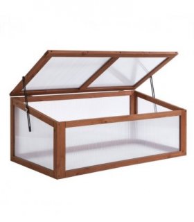 Square Wooden Outdoor Greenhouse for Plants PC Board 100 x 65 x 40cm — Colour: Brown