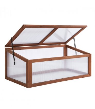 Square Wooden Outdoor Greenhouse for Plants PC Board 100 x 65 x 40cm — Colour: Brown