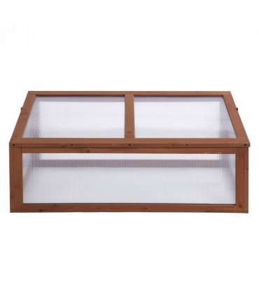 Square Wooden Outdoor Greenhouse for Plants PC Board 100 x 65 x 40cm — Colour: Brown