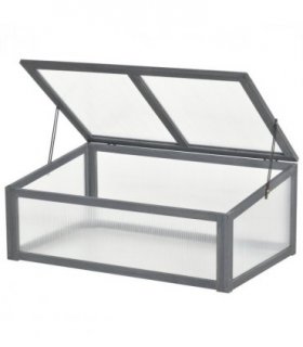 Square Wooden Outdoor Greenhouse for Plants PC Board 100 x 65 x 40cm — Colour: Grey