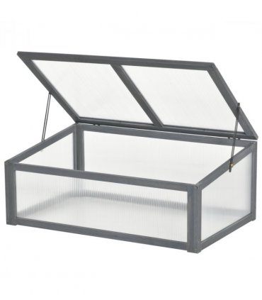 Square Wooden Outdoor Greenhouse for Plants PC Board 100 x 65 x 40cm — Colour: Grey