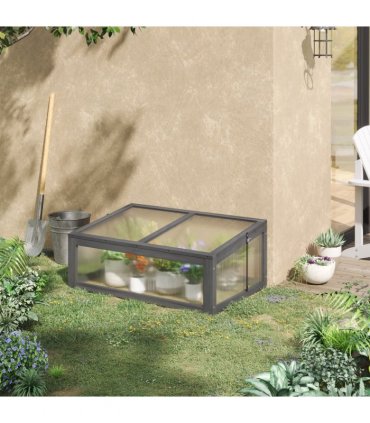 Square Wooden Outdoor Greenhouse for Plants PC Board 100 x 65 x 40cm — Colour: Grey