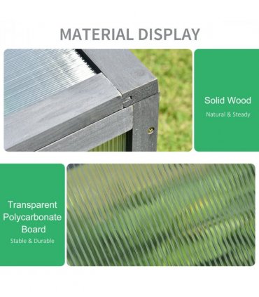 Square Wooden Outdoor Greenhouse for Plants PC Board 100 x 65 x 40cm — Colour: Grey
