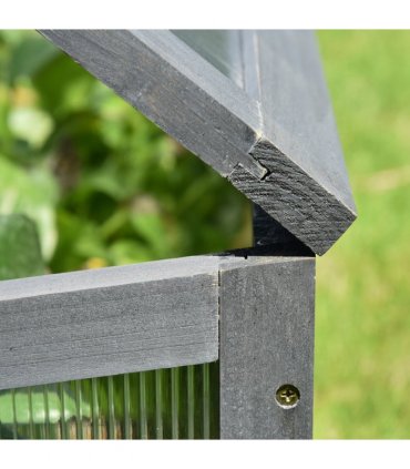 Square Wooden Outdoor Greenhouse for Plants PC Board 100 x 65 x 40cm — Colour: Grey