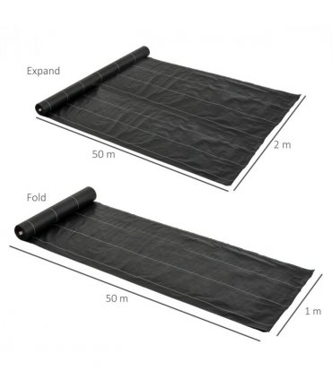 2x50m Weed Barrier Fabric Durable Convenient Design Weed Block Mat — Size: 2m x 50m