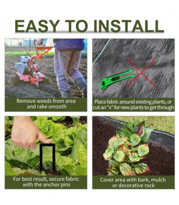 2x50m Weed Barrier Fabric Durable Convenient Design Weed Block Mat — Size: 2m x 50m
