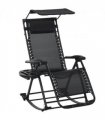 Folding Recliner Chair Outdoor Lounge Rocker Zero-Gravity Seat - Black — Colour: Black I