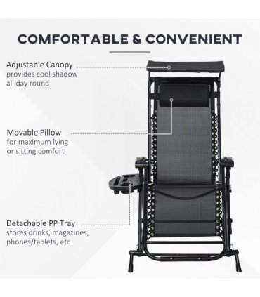Folding Recliner Chair Outdoor Lounge Rocker Zero-Gravity Seat - Black — Colour: Black I