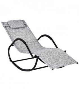 Steel Frame Zero Gravity Rocking Lounge Chair w/ Pillow Grey