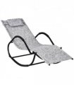 Steel Frame Zero Gravity Rocking Lounge Chair w/ Pillow Grey