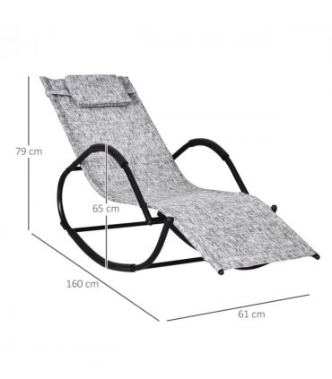 Steel Frame Zero Gravity Rocking Lounge Chair w/ Pillow Grey