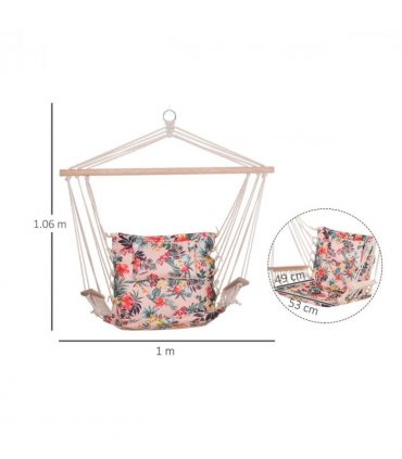 100x106cm Hanging Hammock Chair Stripe Flowers Pattern — Colour: Floral