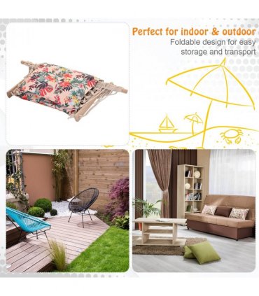 100x106cm Hanging Hammock Chair Stripe Flowers Pattern — Colour: Floral