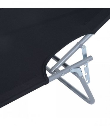 Folding Chair Sun Lounger w/ Canopy Sunshade Garden Recliner Hammock — Colour: Black