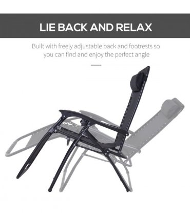 Zero Gravity Chair Adjustable Patio Lounge Chair Recling Seat Outdoor Patio — Colour: Black