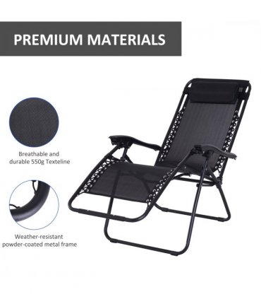 Zero Gravity Chair Adjustable Patio Lounge Chair Recling Seat Outdoor Patio — Colour: Black