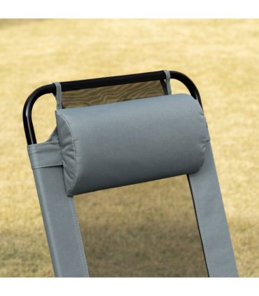 Set of 2 Metal Portable Folding Recliner w/ Adjustable Backrest, Grey