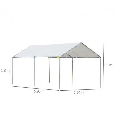 3m x 6m Heavy Duty Galvanized Steel Frame Canopy Vehicle Shelter White