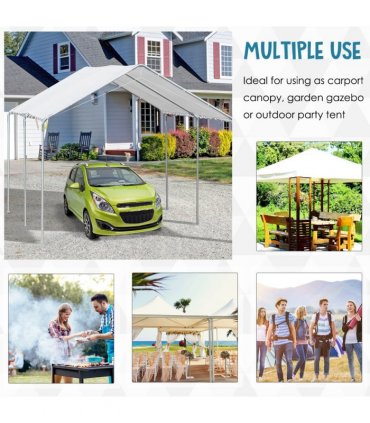 3m x 6m Heavy Duty Galvanized Steel Frame Canopy Vehicle Shelter White