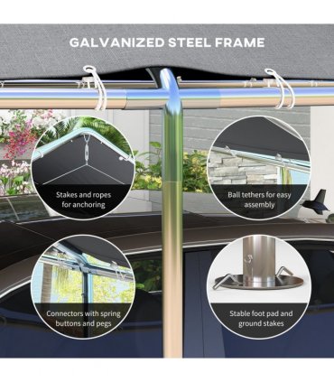 3m x 6m Heavy Duty Galvanized Steel Frame Canopy Vehicle Shelter Grey