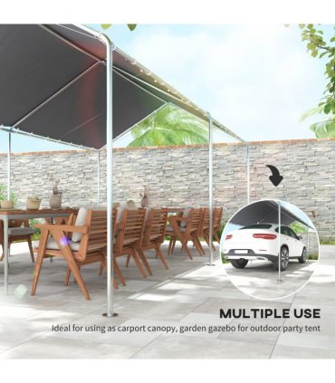 3m x 6m Heavy Duty Galvanized Steel Frame Canopy Vehicle Shelter Grey