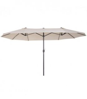 4.6m Double-Sided Patio Parasol Sun Umbrella-Cream White — Colour: Beige