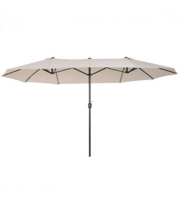 4.6m Double-Sided Patio Parasol Sun Umbrella-Cream White — Colour: Beige