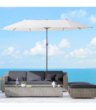 4.6m Double-Sided Patio Parasol Sun Umbrella-Cream White — Colour: Beige