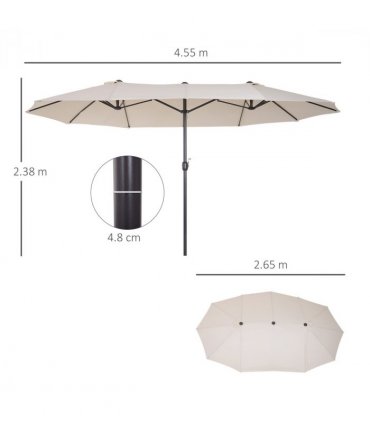 4.6m Double-Sided Patio Parasol Sun Umbrella-Cream White — Colour: Beige